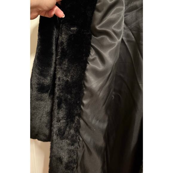 Avec Lea Filles Black Faux Fur Midi Coat size XL - Picture 4 of 7